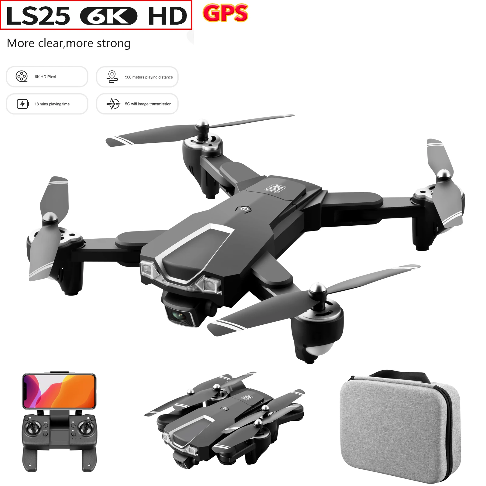 

LS25 Drone 4K professional Dual camera GPS RC Quadcopter 5G 6K HD aerial photography WIFI FPV foldable Dron plane toys for boys