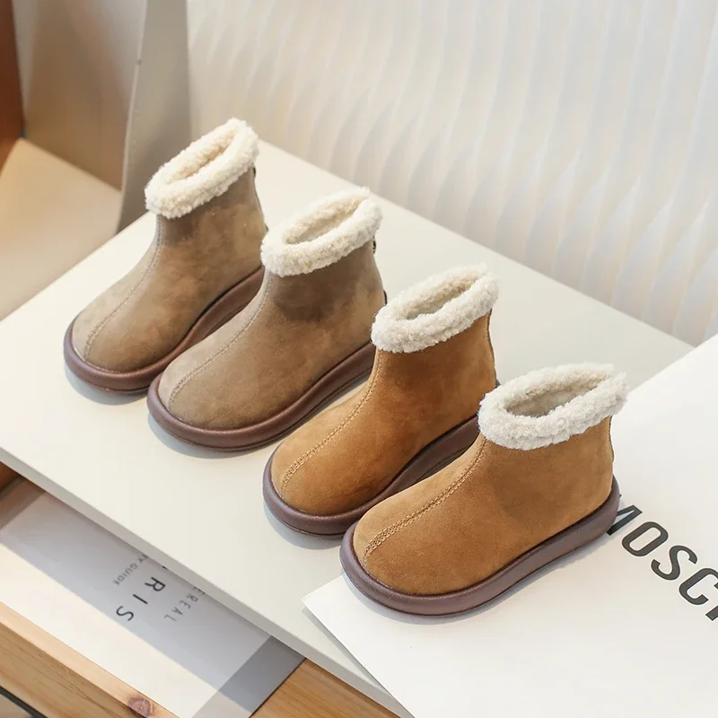 Зимние Детские Ботинки На Хлопковой Подкладке Короткие Ботильоны Цвета Хаки