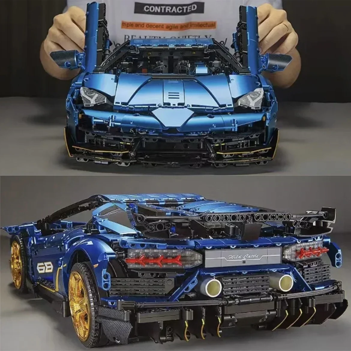 Фото KBOX 10520, новый MOC с дистанционным управлением, Lambo SVJ, супертехническая модель автомобиля, строительные блоки, кирпичи, игрушка-головоломка на день рождения для детей №2