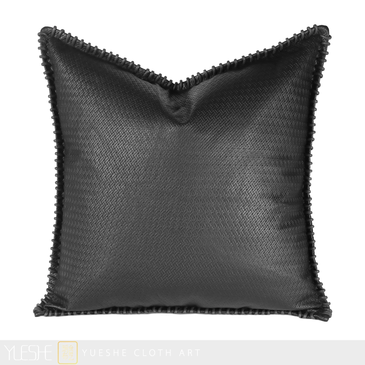 

Modern luxury Black calfskin embossed pillow cushion cover light luxury model room decorated with genuine leather sofa pillow