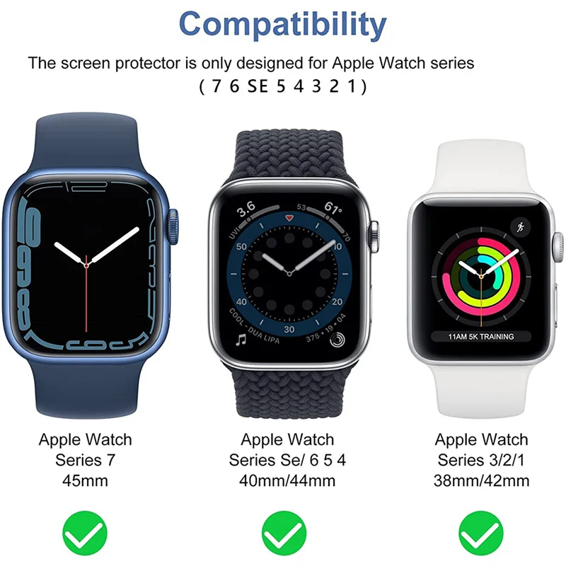 Screen Protector Clear Full Protective Film for Apple Watch 45MM 41MM 40MM 44MM 38MM 42MM Not Glass for iWatch 7 6 SE 5 4 3 2 1