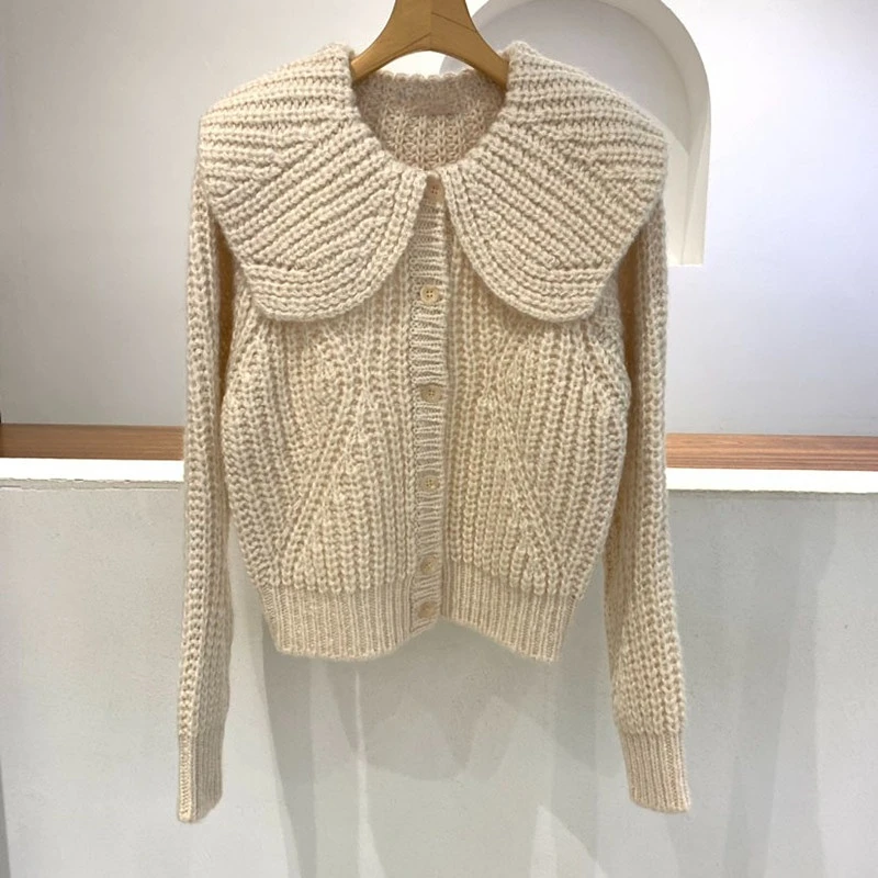 Nomikuma 2021 осень-зима милый Питер Пэн воротник свитер пальто корейский длинный