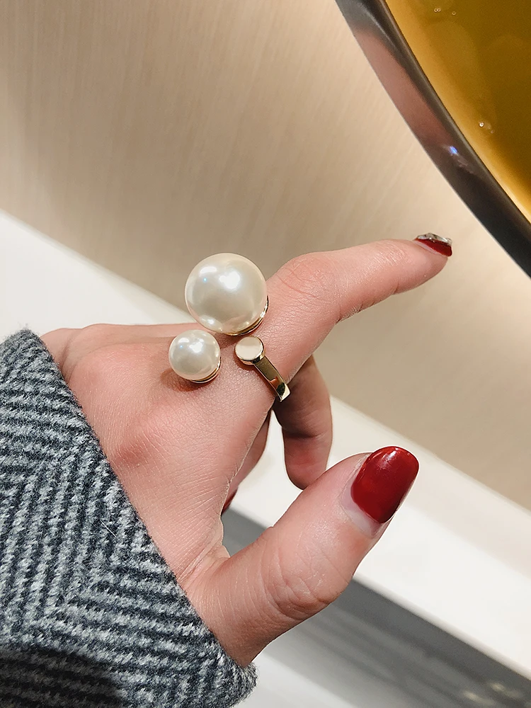 

European and American Open Pearl Ring Female Fashion Personality Ring