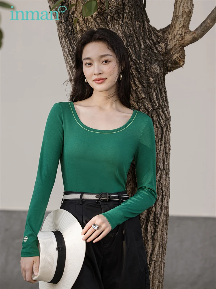 INMAN весенне-осенний пуловер футболка женские топы минималистичные рубашки с