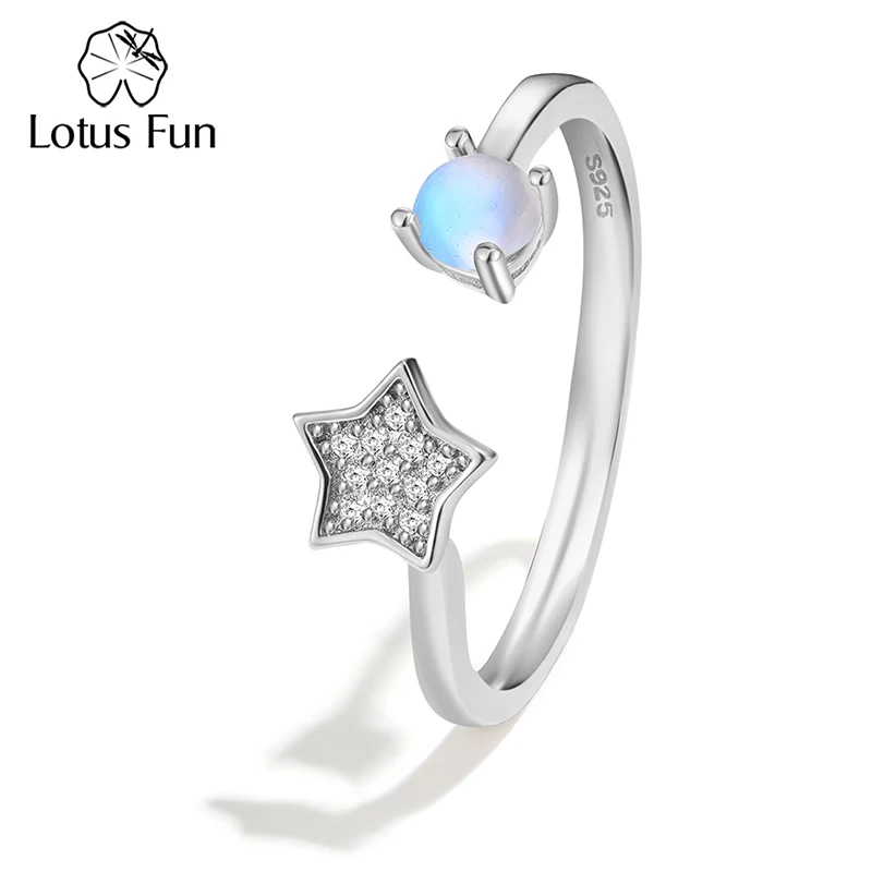 

Женское кольцо «Звезды» Lotus Fun, регулируемое кольцо с цирконием, покрытое серебром, Ювелирное Украшение из белого золота
