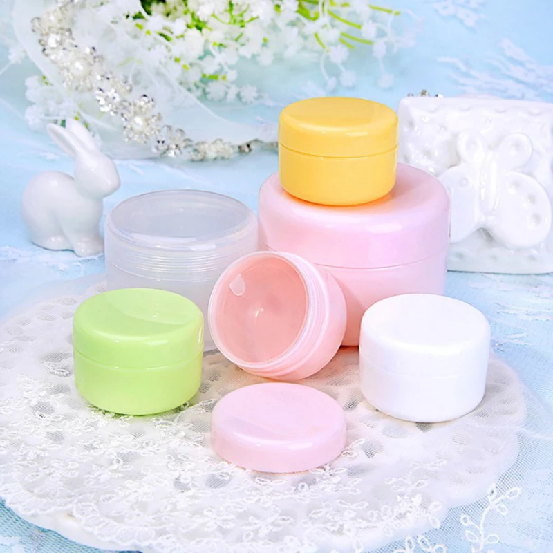 

5 Colors Empty Cosmetic Jar Pot 20/50/100g Plastic Refillable Bottles Travel Face Cream Lip Balm Lotion Container
