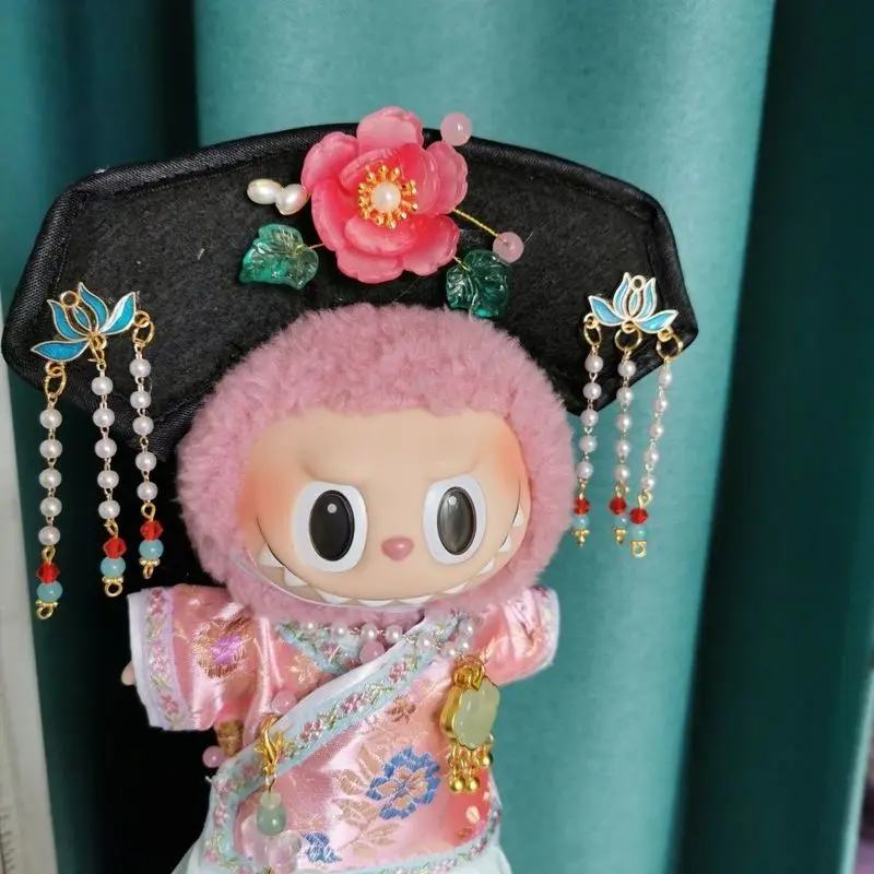 В наличии 17 см Labubu Mokoko Только одежда Платье с флагом Прозрачное платье Детское