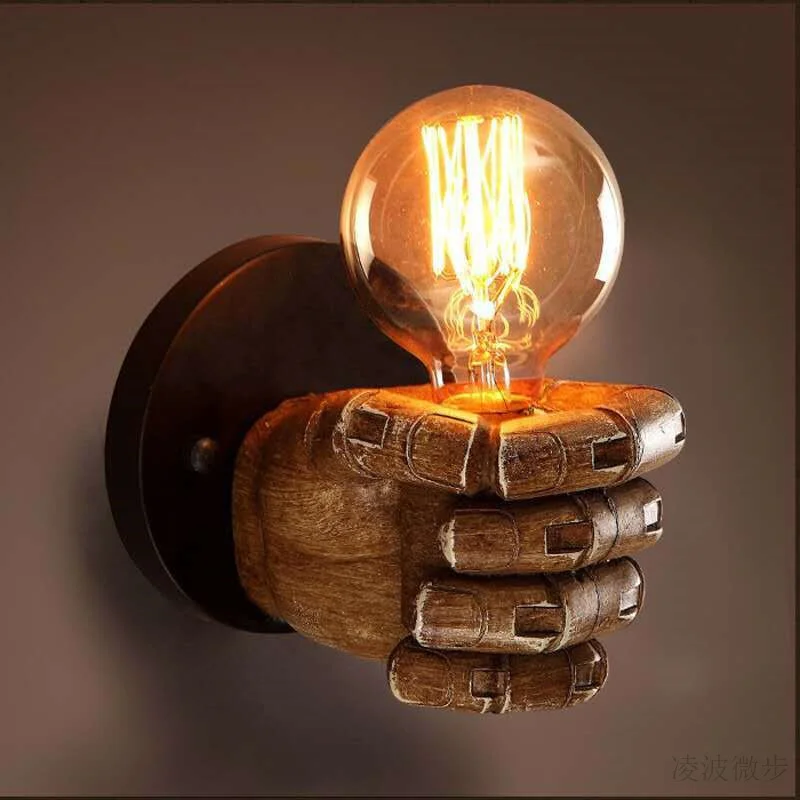 

Retro Resin Fist Wall Lamp European Style Bar Restaurant Cafe Decorative E27 Led Wall Light Left and Right Hand Wall Sconce Lamp