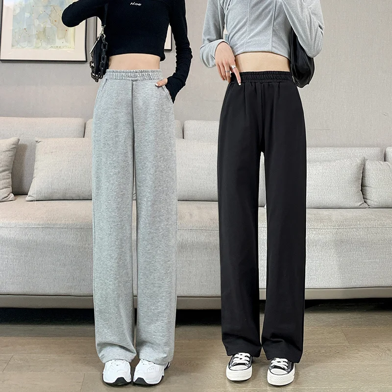 

Sports Pants for Women Straight Loose Wide Leg Pants High Waist Casual Sweatpants Black Gray Trousers 2022 Spring Korean Fashion