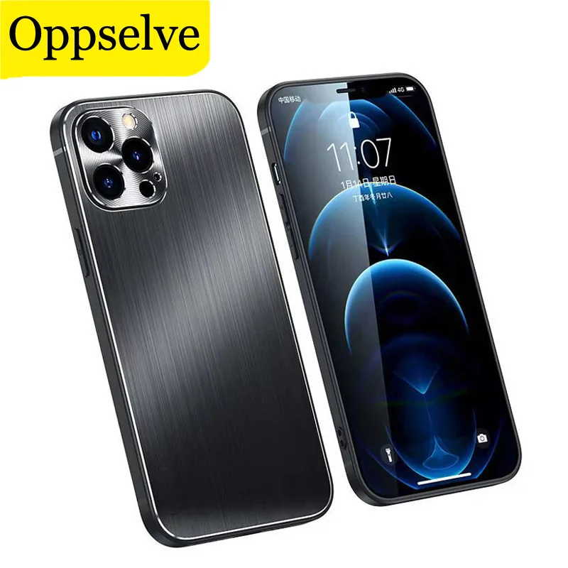 

Luxury Brushed Metal Case For iPhone 13 11 12 Pro Max 7 8 6 S Plus XR X XS MAX Fashion Shockproof Cover For iPhone11 Pro Conques