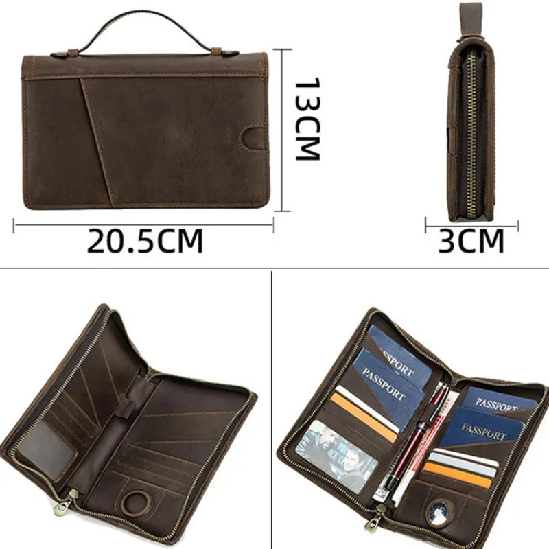 Новая модная корейская версия Crazy Horse кожаная Airtag дорожная семейная сумка для