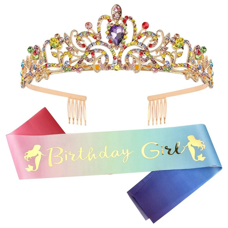 

Birthday Tiaras For Girls Birthday Crown Sash Happy Birthday Girl Princess Birthday Party Decorations Gifts Reusable Style B