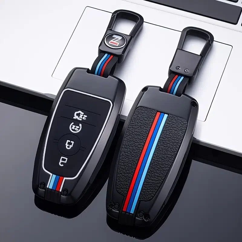 

Car Key Fob Cover Holder Keychain Case Aluminum Metal Key Shell Storage Bag With Luminous For Ford Fusion Mustang Explorer F150