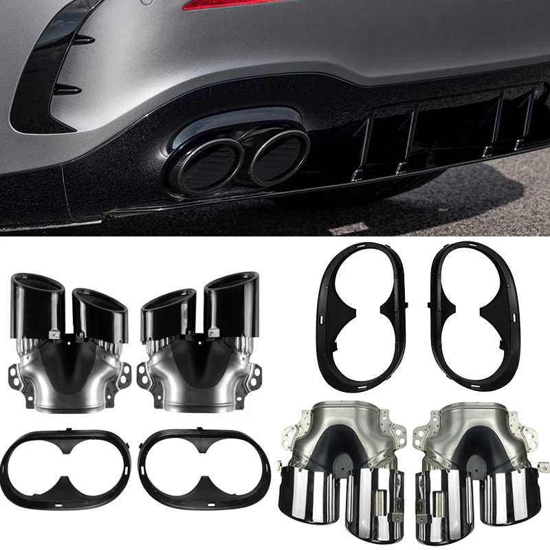 

For Mercedes Benz W177 A35 C118 CLA35 X247 GLB35 A45S AMG Refitting 2020 Car Rear Bumper Turbo Muffler Exhaust Tips Pipe Exits
