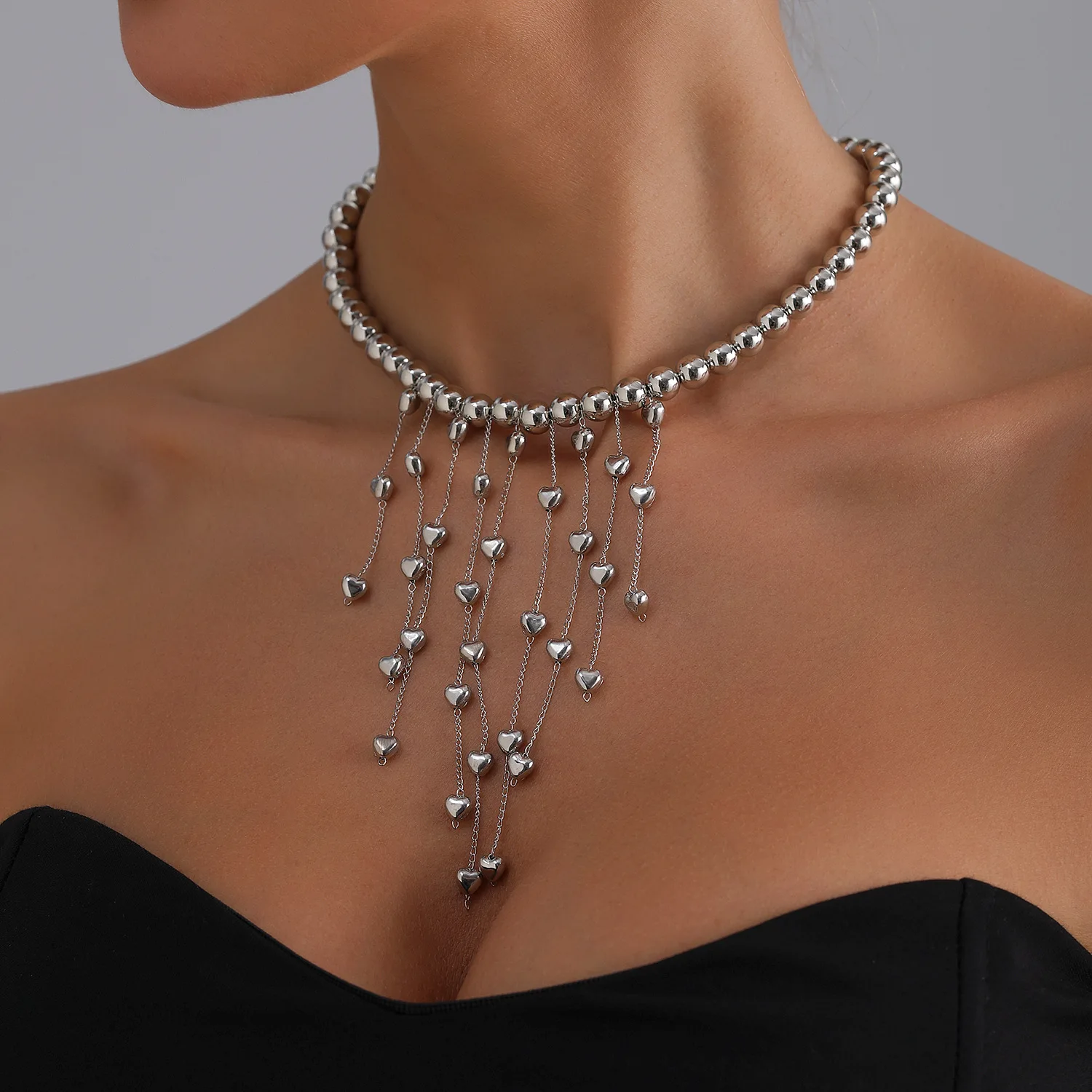 Фото Cadenas Para Mujer Y2K ожерелье с бахромой в форме сердца воротник женская цепочка позолоченная подарок лучшему другу K92851 №1