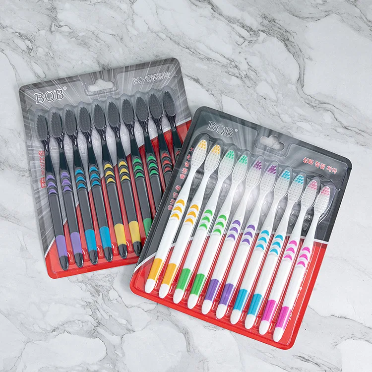 

10 шт., антибактериальные зубные щётки из бамбукового угля