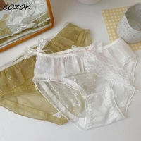 cozok 3 pcs sexy low waist mesh hollow out womens panties seamless briefs see through female underwear girls intimates lingerie