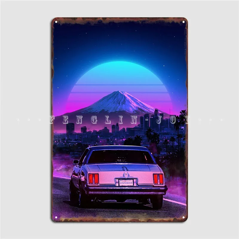 

Металлический плакат 80s Synthwave Drive, дизайнерский клубный Настенный декор, кухонный жестяной плакат