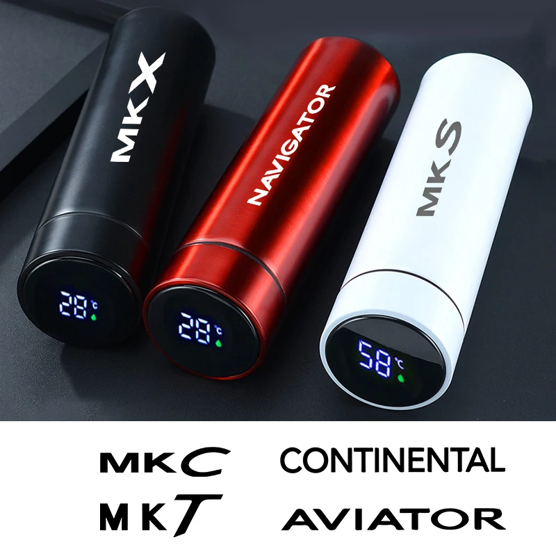 

Temperature Display Vacuum Stainless Steel Coffee Thermos Mug 500ml For Lincoln AVIATOR Continental Navigator MKZ MKT MKC MKS KX