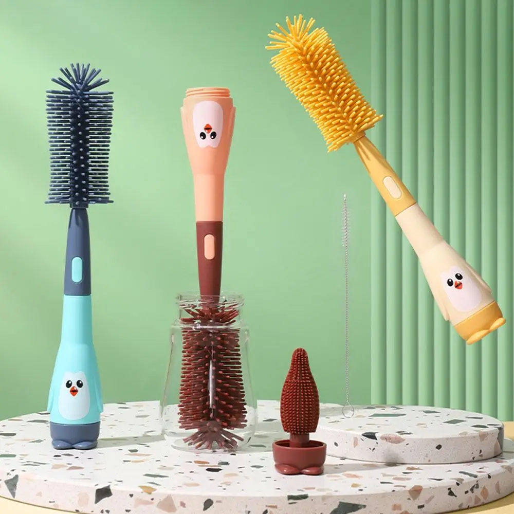 

Cleaner Water Bottle Cleaner Cartoon Penguin Bottle Brush Cup Cleaning Tool Baby Bottle Brush Set Bottle Cleaning Brush