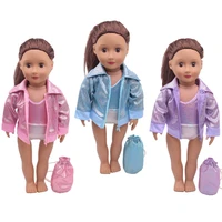 18 inch girl baby 3 sets a series of suit lovely fashionable style coat skirt bag suitable for 43 cm princess girls gift