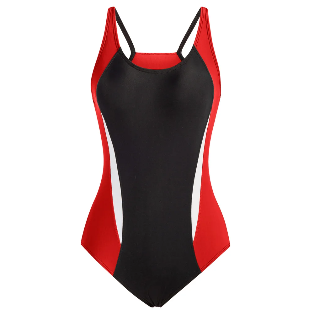 

JS One Pieces Swimsuit Bikibi Women Contrast Color Swimwear Sleeveless U-Neck Hollowed-Out Back Swimwear Push Up Bathing Suit A3