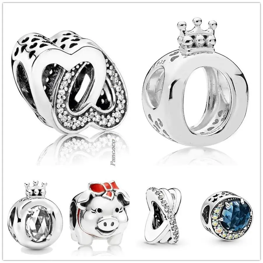 

Authentic 925 Sterling Silver Moon And Night Sky With Rainbow Crystal Charm Beads Fit Pandora Bracelet Necklace Jewelry