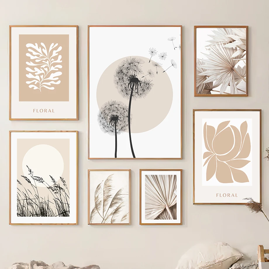 

Картина на холсте Одуванчик тростник цветок растения листья абстрактные скандинавские плакаты и принты настенные картины для декора гостиной
