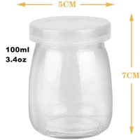 8 pieces mini yogurt jars glass pudding cups with pe lids containers mousse 100ml3 4oz pot ideal for milk jellies honey spices