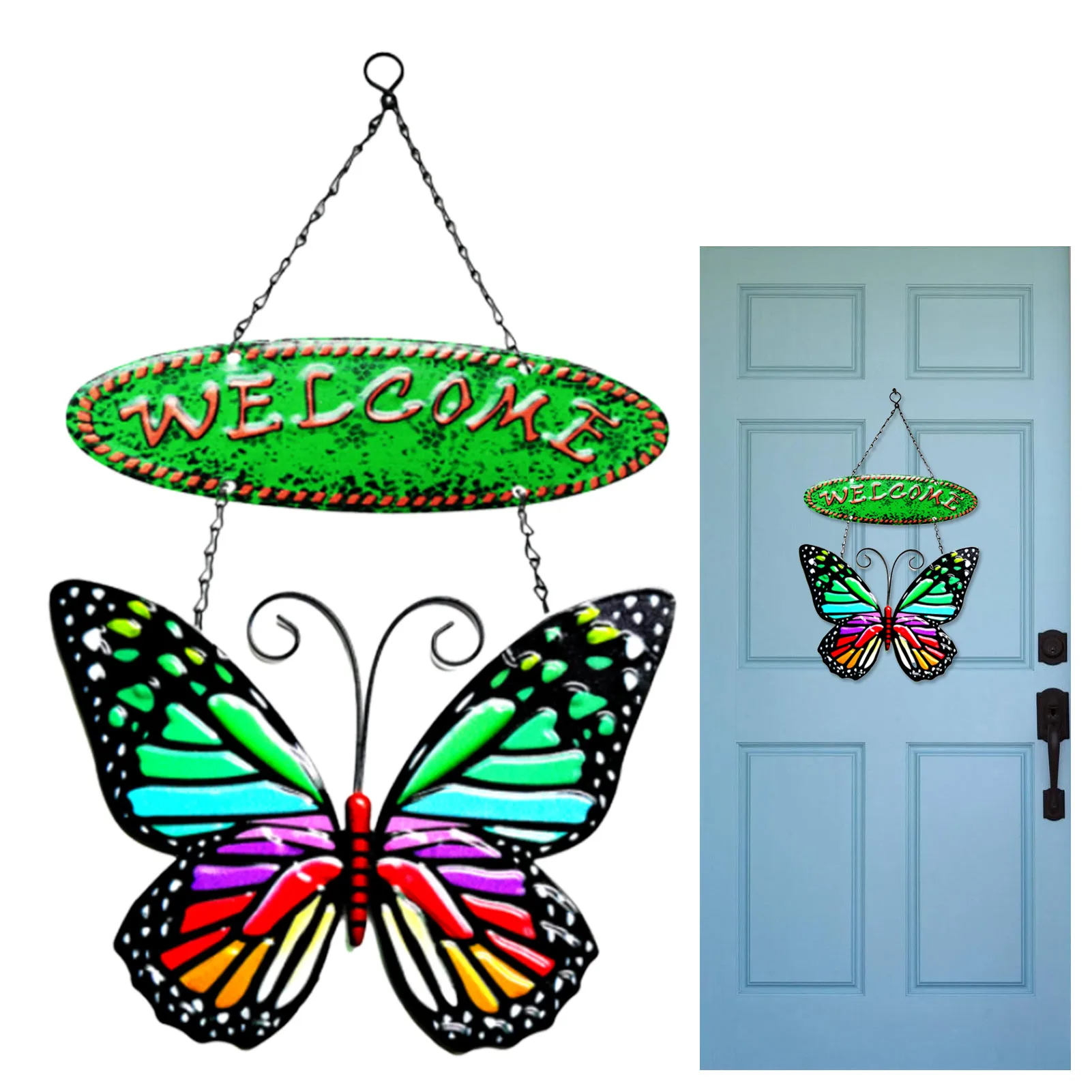 

3D Metal Butterfly Wall Decor Decoration For Front Door Vintage Outdoor Art Welcome Sign For Garden Front Door Vintage Wall Home