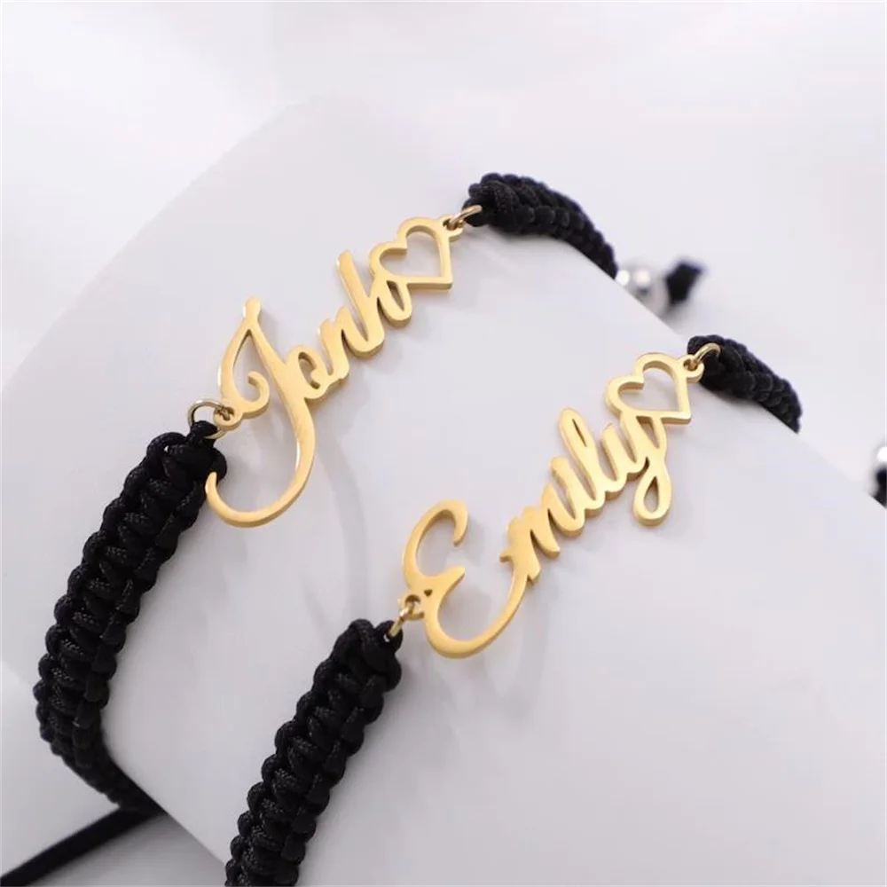 Персонализированные браслеты с именем на заказ веревочная цепочка регулируемый