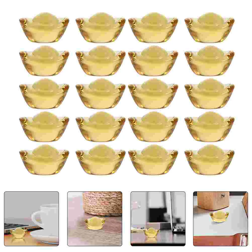 

Ingot Gold Chinese Bao Yuan Wealth Feng Shui Decoration Crystal Statue Ornament Golden Luck Ingots Lucky Good Toys Party Kids