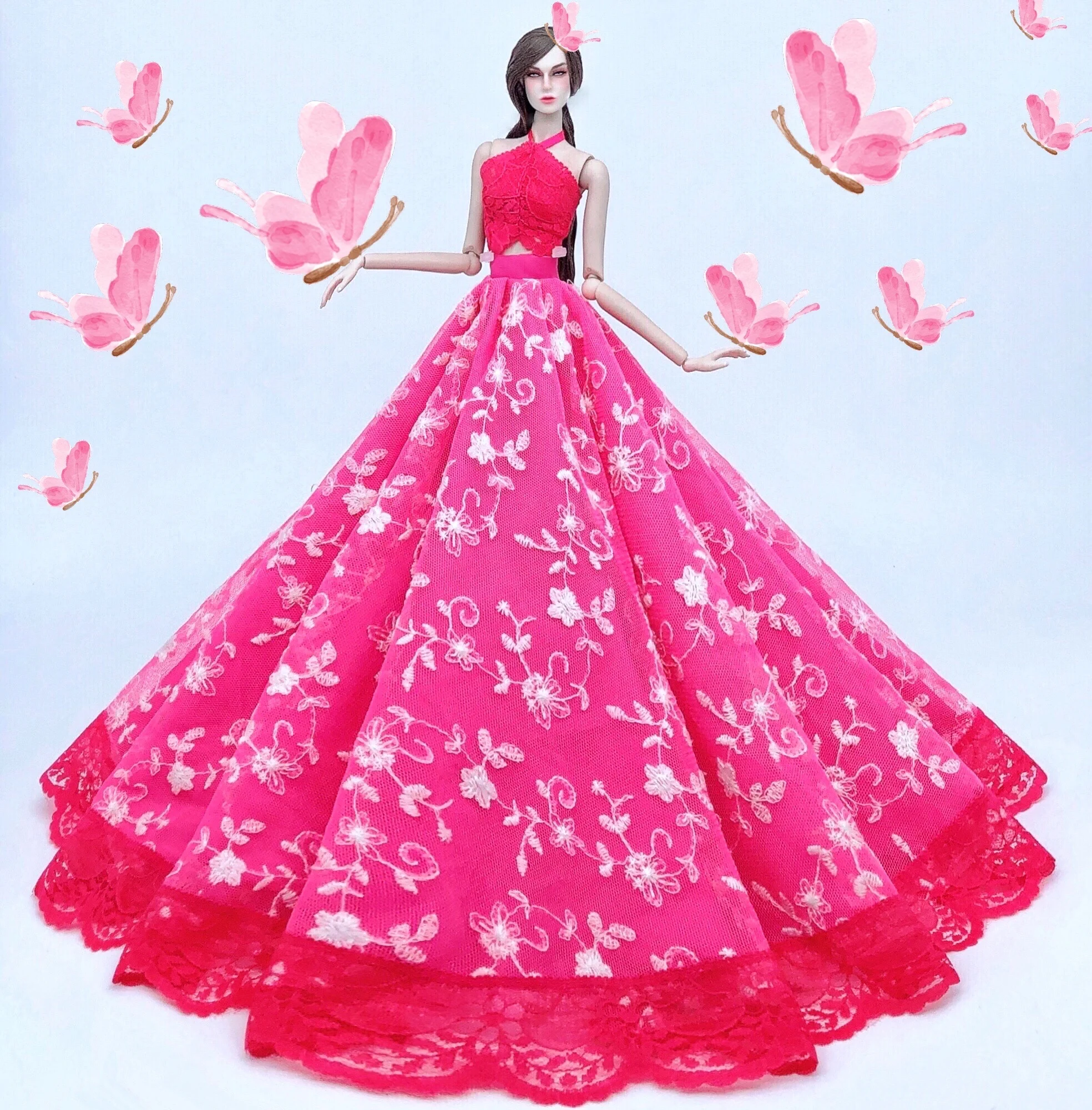 Фото Чехол для платья Барби с блестками Короткое свадебное платье благородное