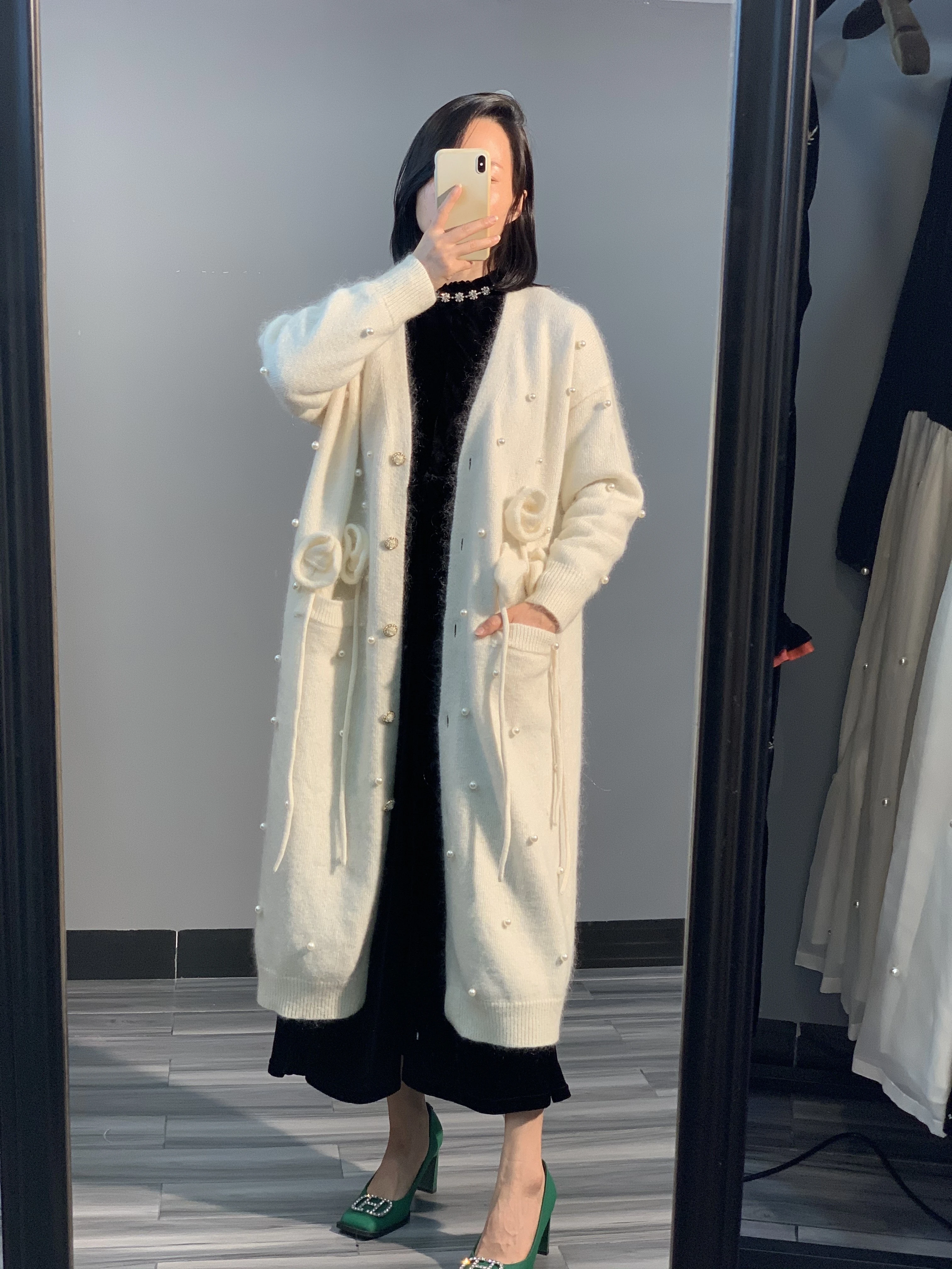 

Linlang original design mohair wool hand-inlaid loose long sweater jacket 2022 Fall 2022 Naiho designer style