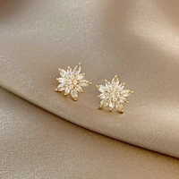 korean earring fashion gold ins style simple zircon snowflake stud earrings for women 2020 jewelry wedding party gifts