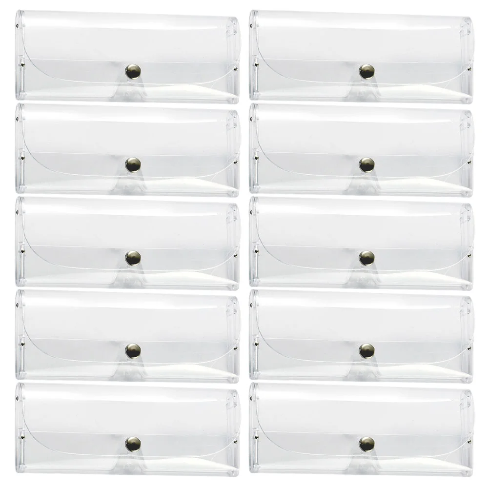 

10pcs Glasses Cases Clear Eyeglasses Case Transparent Plastic Sunglasses Protective Case with Button