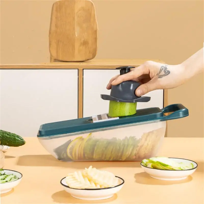 

Vegetable Slicer Kitchen Tools Prevent Hand Strokes 5 Heads Sharp And Durable Vegetable Tools Dicing Machine Slicer Grater Green