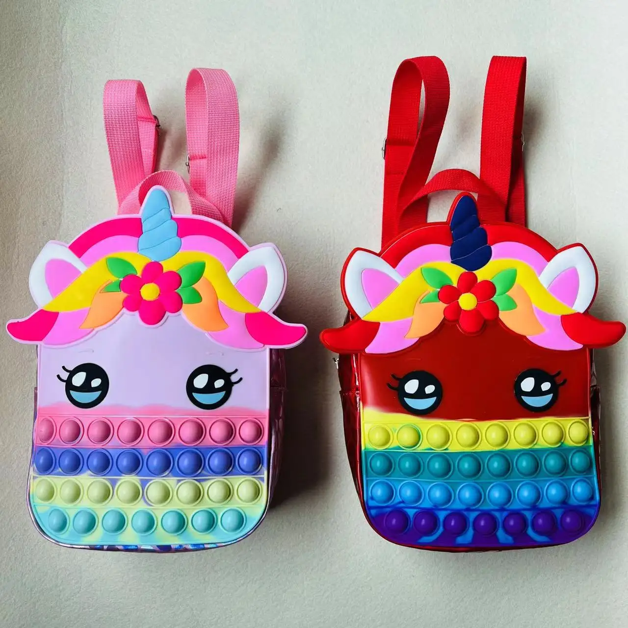 

Children Decompression Toy Bags Silicone Girl Boy Unicorn Pop Its Backpack Press Schoolbag Children Backpacks Christmas Gift