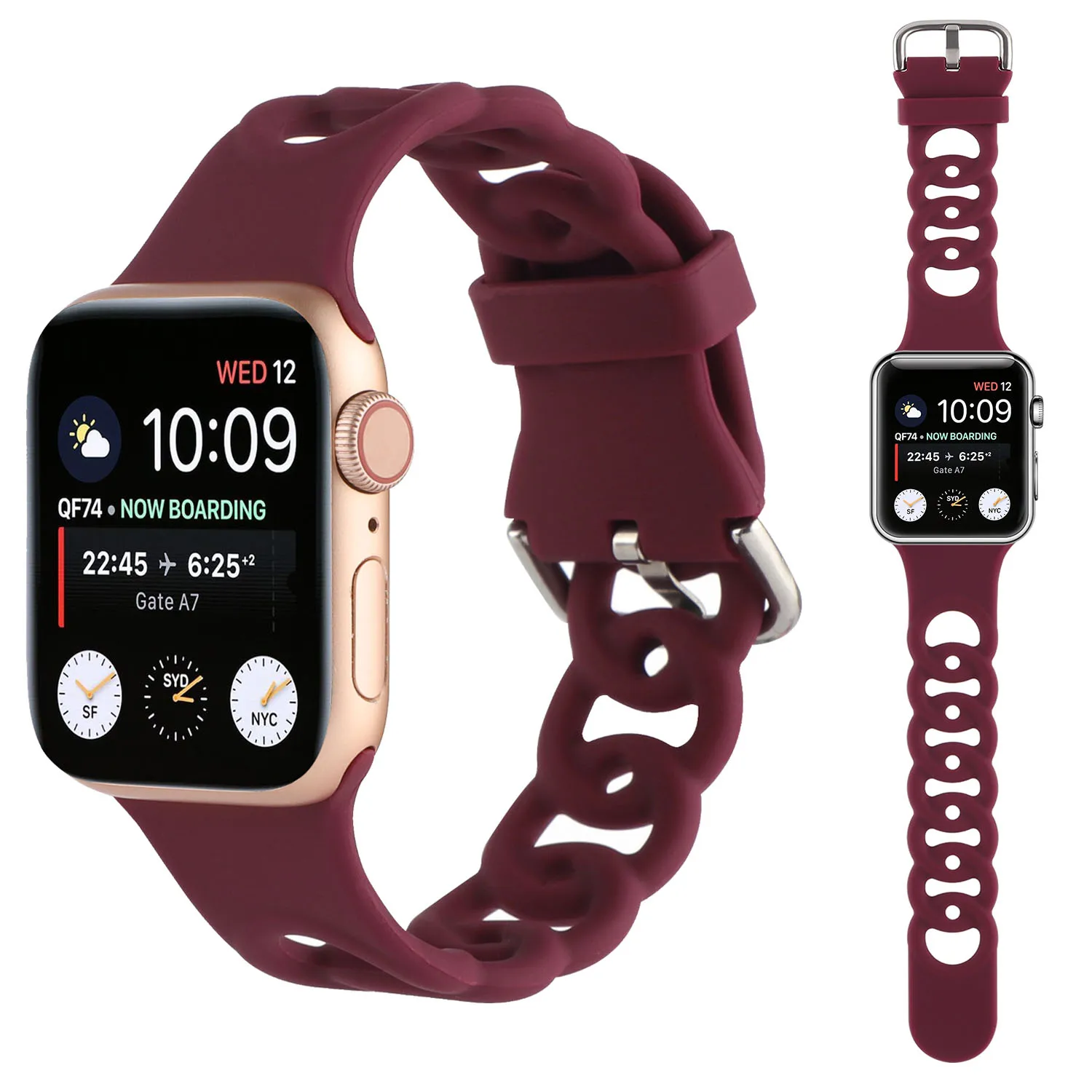 

Breathable Silicone Strap For Apple Watch Band 44mm 42mm 40mm 38mm Rubber Watchband For iWatch Series 6 se 5 4 3 7 41mm 45mm