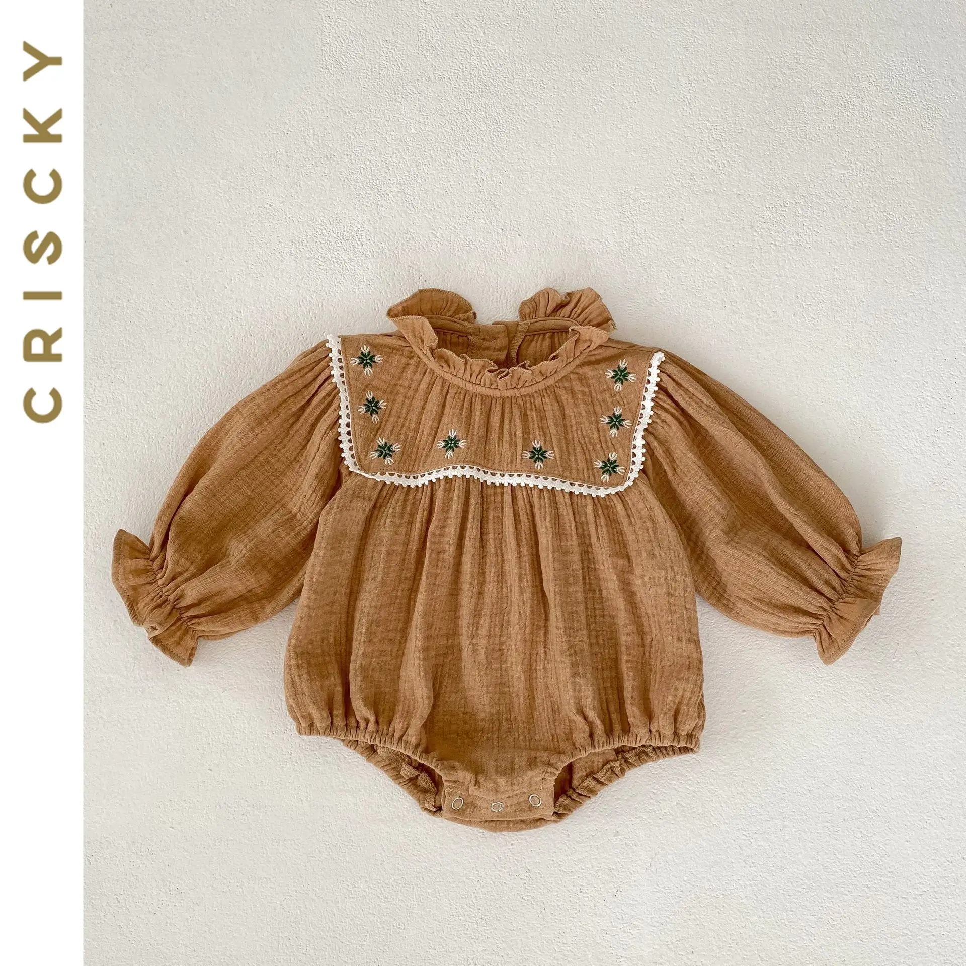 

Autumn Newborn Baby Rompers Infant Kids Cotton Long Sleeve Floral Embroidery Girls Jumpsuits Toddler Kids Clothes 0-2T