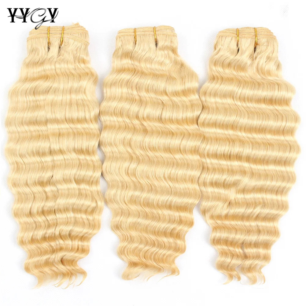 613 бразильские человеческие волосы с глубокой волной пряди фронтальной блонд