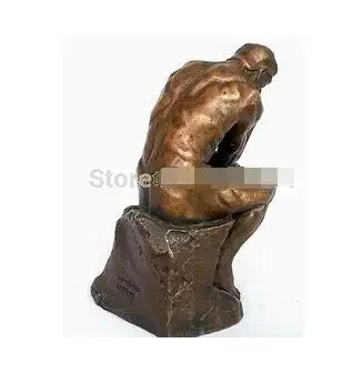 Коллекционный ! Винтажная статуя мыслителя из чистой бронзы Rodin в стиле ар-деко