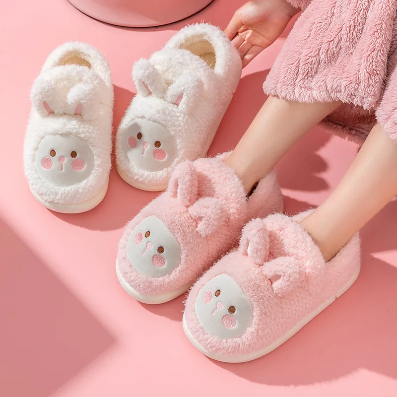 

Женские хлопковые туфли с теплой изоляцией и плюшевой подкладкой, удобные и Нескользящие толстые тапочки из ПВХ для домашнего использования