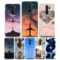 clear phone case for redmi 10c note 7 8 8t 9 9s 10 10s 11 11s 11t pro 5g 4g plus silicone case cover aircraft plane airplane