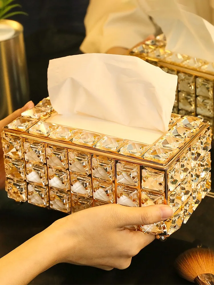 

Hot Selling Northern European Style Living Room Light Luxury Crystal Tissue Box Household Creative Chemical Brush Paper Holder