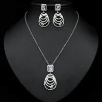 funmode high end zircon necklace setwedding dress accessoriesear studsjewelrybright and elegant fs409