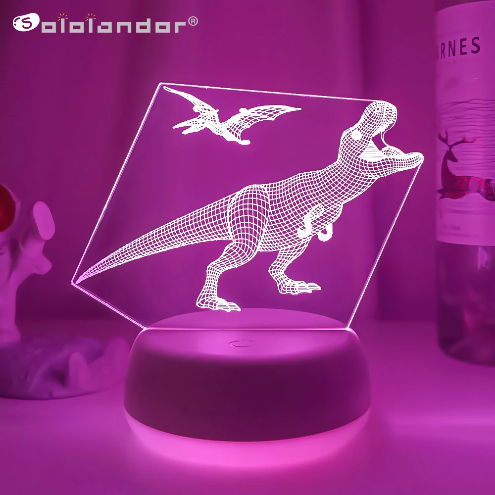 

Kids 3D Table Lamp Dinosaur Novelty Night Light Princess Decoration Lighting Room Christmas Gifts Children's Toys Desktop Decor