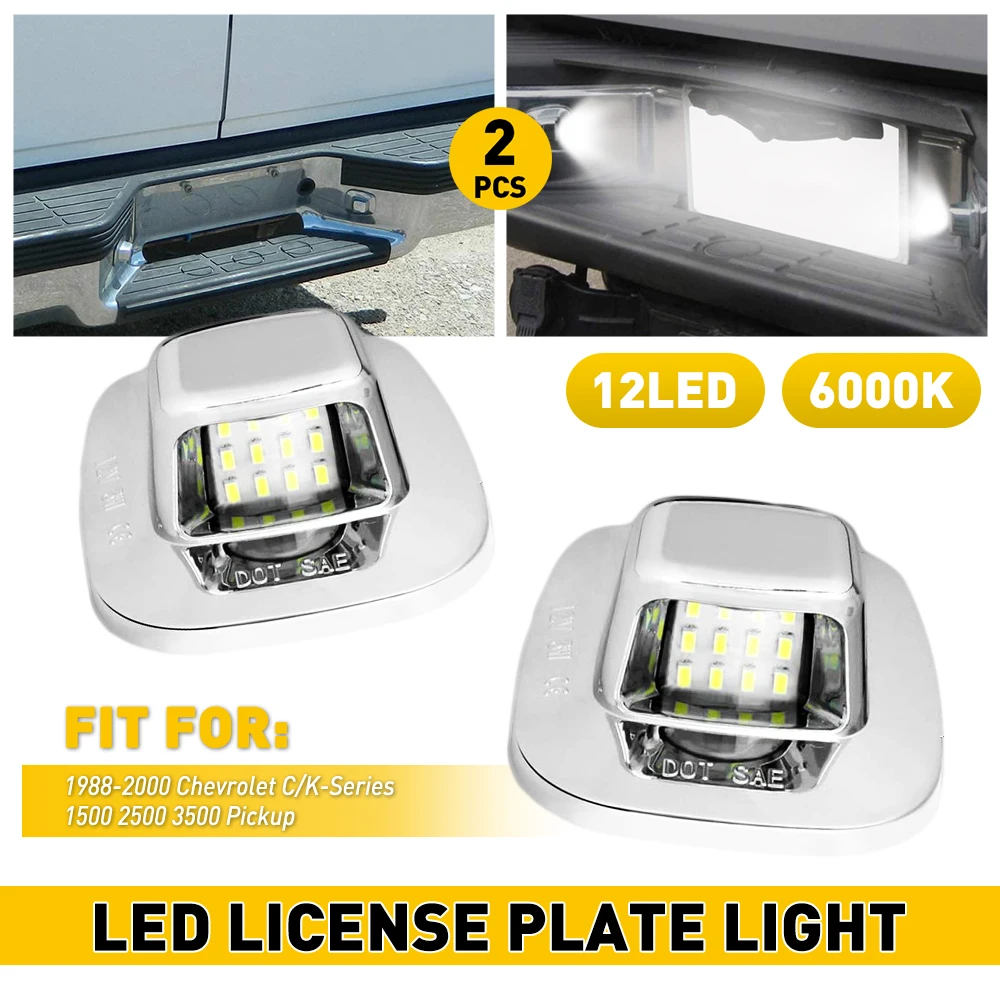 

2 шт. CANBUS освещение номерного знака светодиодная лампа яркая для Chevy C/K 1500 2500 3500 1988-2000 без ошибок 6000K белый
