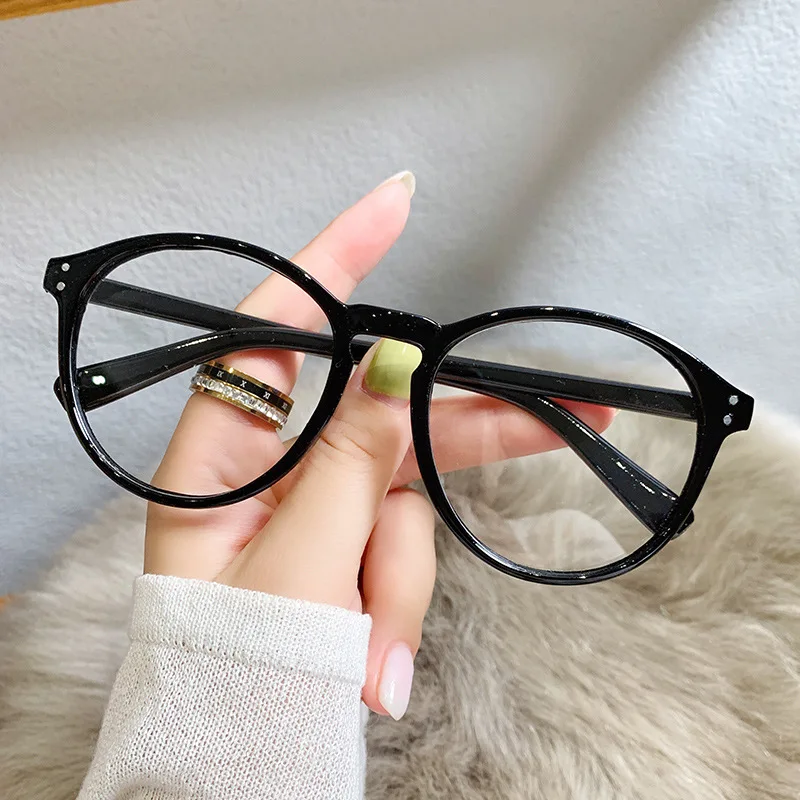 

Black Leopard Print Round Frame Eyeglasses Anti Blue Light Reduces Eye Strain Radiation Myopia Glasses Optical Eyewear -1.0~-4.0