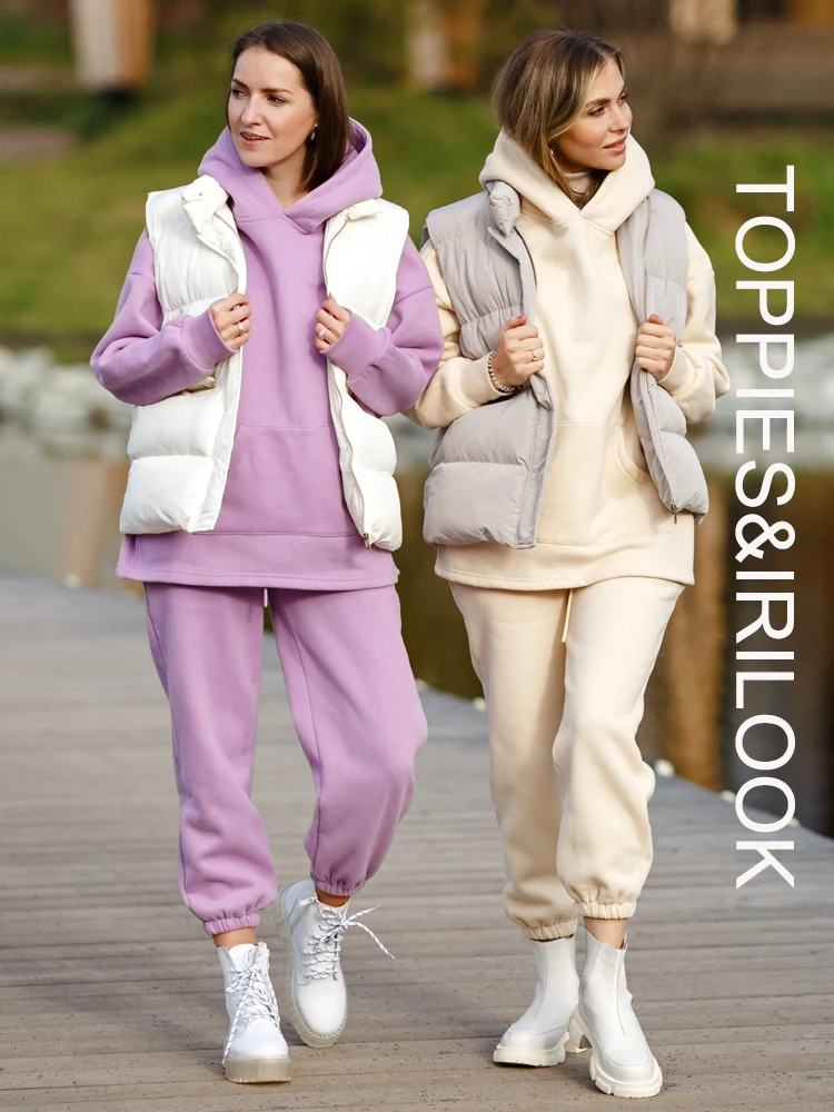 

Toppies Loose Oversize Hoodies Women Pullovers Sweatshirt Autumn Winter Fleece Hoodies 2021 Casual Tracksuits